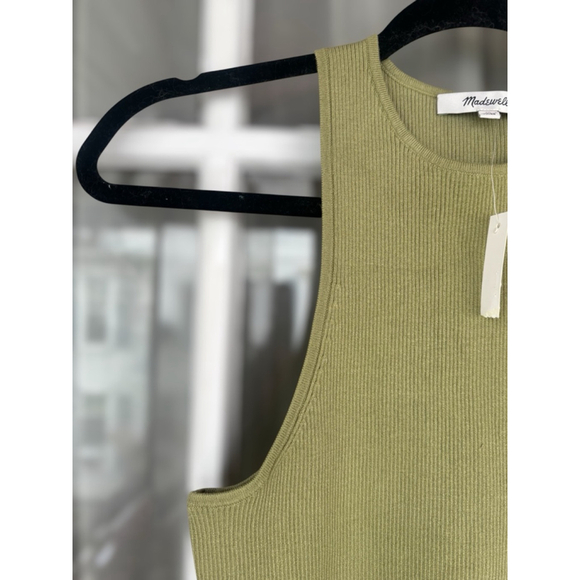 Madewell Women's Medium Green Signature Knit Cutaway Ribbed Sweater Tank Top - Picture 6 of 14
